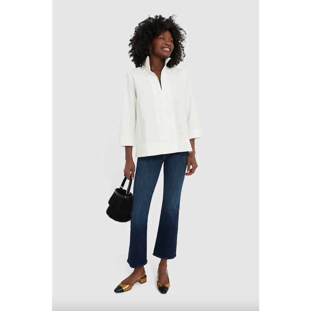 Tuckernuck White Margot Stand Collar Blouse Sz S